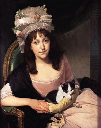 Johann Zoffany Portrait of Sophia Dumergue holding a cat